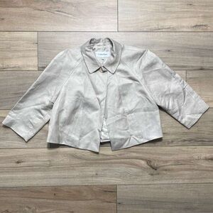 Calvin Klein Womens Linen Blend 3/4 Sleeve Bolero Jacket Size 10P Beige
